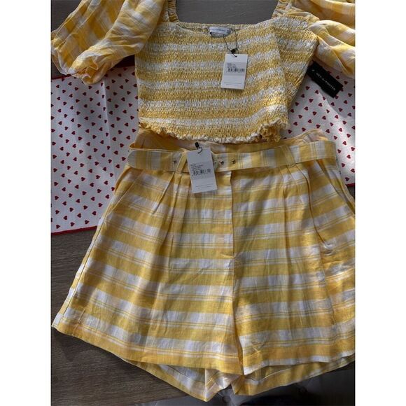 Faithfull the Brand Women's Size 12 Yellow Striped Two-Piece‎ Set - Picture 8 of 12
